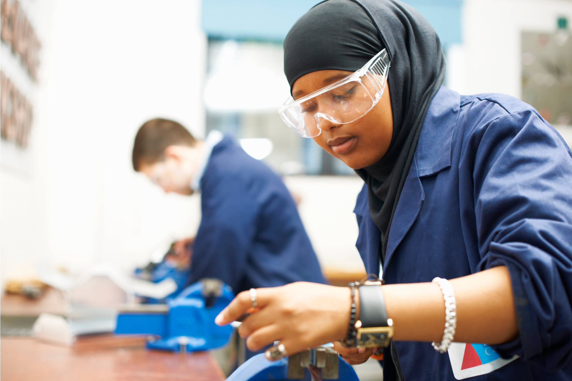 Engineering student in the lab